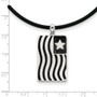 Sterling Silver Waves Of Pride 22in Rubber Cord w/2in ext Necklace