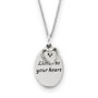 Sterling Silver Antiqued CZ Listen To Your Heart 18in Heart Necklace