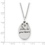 Sterling Silver Antiqued CZ Listen To Your Heart 18in Heart Necklace