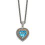 Sterling Silver w/14k Lt Swiss Blue Topaz Heart Necklace