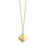 14K Two Tone Polished & D/C Puffed Heart Necklace