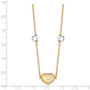 14K Two-tone Polished 15 Heart w/2 in ext Necklace