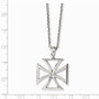 Stainless Steel Polished Cross Pendant 18in Necklace