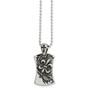 Stainless Steel Antiqued Fleur de lis Dog Tag 22in Necklace