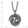 Stainless Steel Antiqued & Textured Circle 22in Necklace