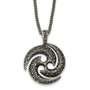 Stainless Steel Antiqued & Textured Circle 22in Necklace