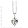 Stainless Steel Antiqued & Polished Fleur de lis Necklace