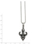 Stainless Steel Antiqued & Polished Fleur de lis Necklace