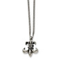 Stainless Steel Antiqued & Polished Fleur de lis Necklace