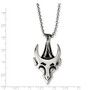 Stainless Steel Antiqued & Polished Skull 22in Necklace