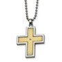 Stainless Steel 14k Gold-plated w/Diamond Accent Cross Necklace