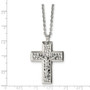 Stainless Steel Polished & Textured Crucifix 20in Necklace