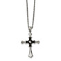 Stainless Steel Antiqued & Polished Cross 22in Necklace