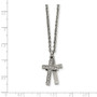 Stainless Steel Laser cut CZ Two Piece Cross Pendant Necklace