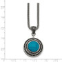 Stainless Steel Imitation Turquoise/Antiqued with 2in ext. Necklace