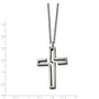 Stainless Steel Brushed Antiqued Cross Necklace