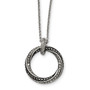Stainless Steel Black/Clear CZ Antiqued Circle Necklace