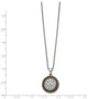 Stainless Steel CZ with Yellow IP-plated Antiqued Circle Necklace