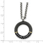 Stainless Steel Black CZ with Yellow IP-plated Antiqued Circle Necklace