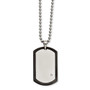 Stainless Steel Black IP-plated With CZ Dog Tag Polished Necklace