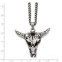 Stainless Steel Polished and Antiqued Animal Skull Necklace