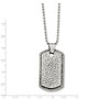Stainless Steel Textured Polished Dog Tag Necklace