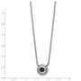 Stainless Steel Polished Black CZ Circle w/1in ext. Necklace