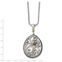 Stainless Steel Polished/Antiqued Multicolor CZ w/1.75in ext. Necklace