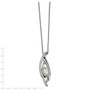 Stainless Steel Polished/Textured CZ w/2in ext. Necklace