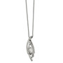 Stainless Steel Polished/Textured CZ w/2in ext. Necklace