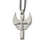 Stainless Steel Polished/Brushed Cross with Wings Necklace