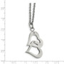 Stainless Steel Polished Hearts and CZs w/2in ext Necklace