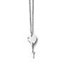 Stainless Steel Polished Heart w/CZ and Key Necklace