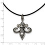 Stainless Steel and Polished Fleur de Lis Necklace