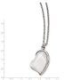 Stainless Steel Polished White Cat's Eye Heart Necklace