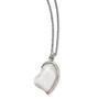 Stainless Steel Polished White Cat's Eye Heart Necklace