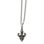 Stainless Steel Polished and Antiqued Fleur de Lis Necklace