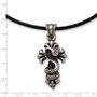 Stainless Steel Polished and Antiqued Snake and Cross Necklace