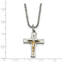 Stainless Steel 14k Gold Accent Crucifix Pendant Necklace