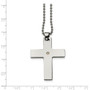 Stainless Steel 14k Accent w/ 2 pt. Diamond Cross Necklace