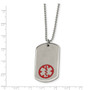 Stainless Steel Large Dog Tag Medical Pendant 22in Necklace