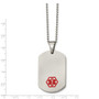 Stainless Steel Red Enamel Medical Necklace