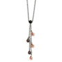 Stainless Steel Rose & Brown IP plated Teardrops 20in Y Necklace