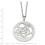 Stainless Steel Rose Cutout Pendant Necklace