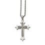 Stainless Steel Polished & Laser Cut Cross Pendant Necklace