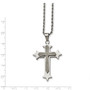 Stainless Steel Polished & Laser Cut Cross Pendant Necklace