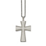 Stainless Steel Laser Cut & Brushed Cross Pendant Necklace