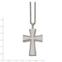 Stainless Steel Laser Cut & Brushed Cross Pendant Necklace