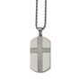 Stainless Steel Laser Cut Cross Center Dog Tag Necklace