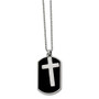 Stainless Steel Black-plated Dog Tag & Polished Cross Necklace